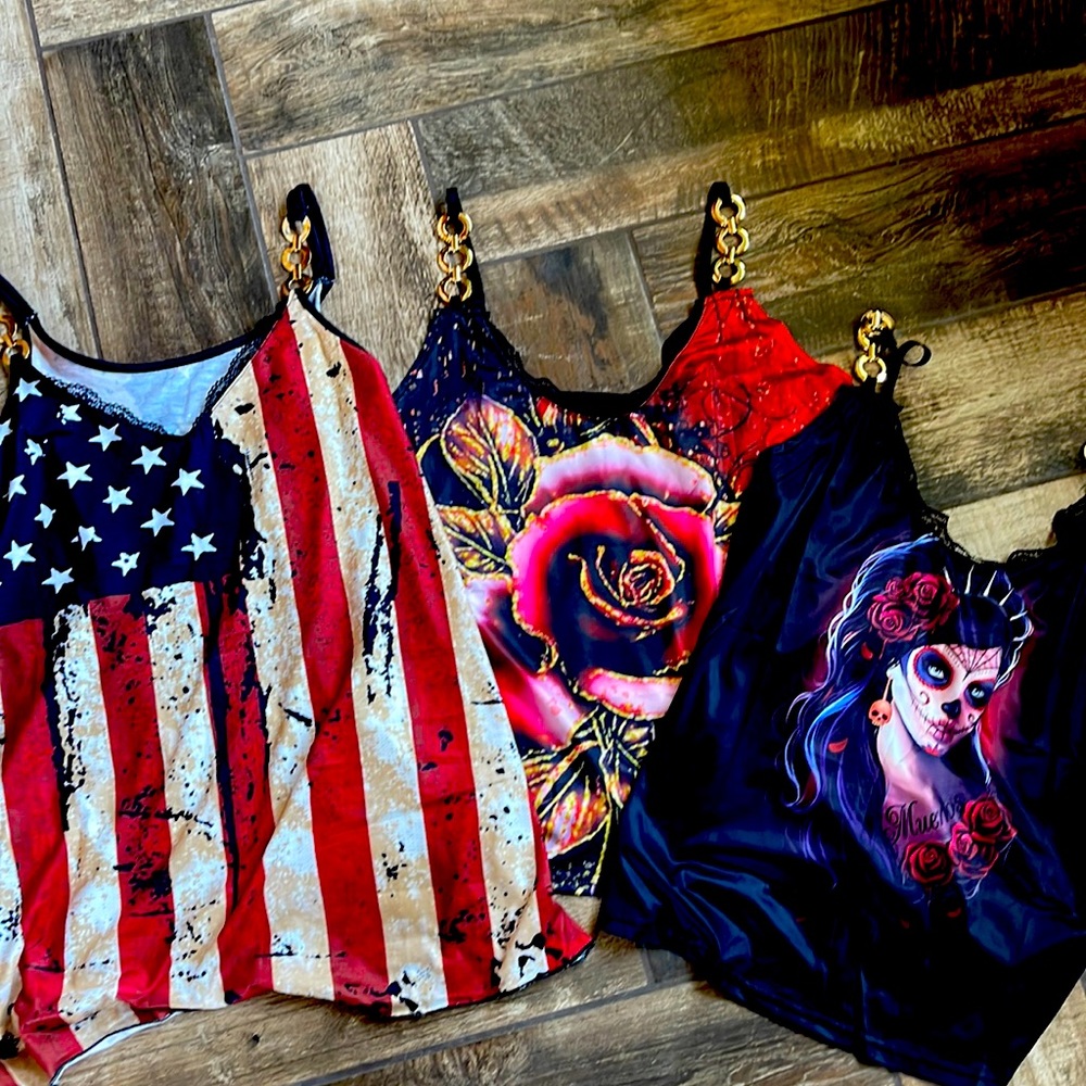 SOLD.   SOLD.   Sold.  NWOT three top bundle. Chemise tops, satin.
